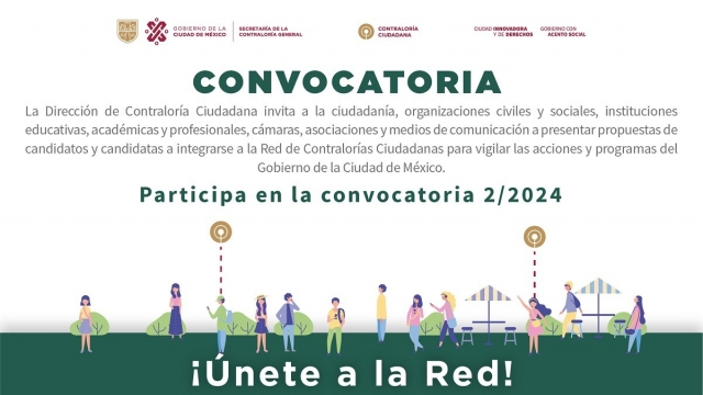 2ª CONVOCATORIA 2024 PARA PERTENECER A LA RED DE CONTRALORÍAS CIUDADANAS